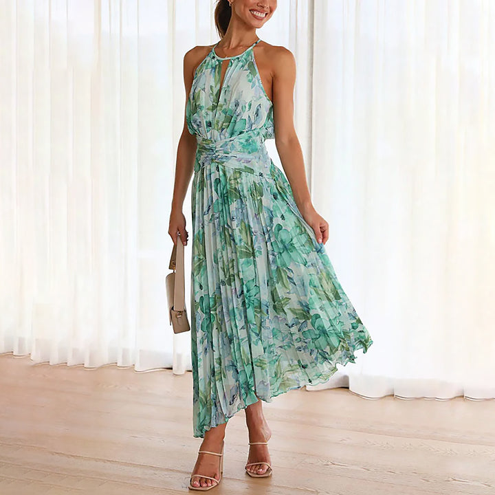 Delilah | Women Pleated Midi Dress | Halter Silhouette