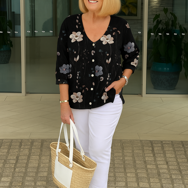 Indie | Women Floral Button-Down Blouse | Lightweight Fit