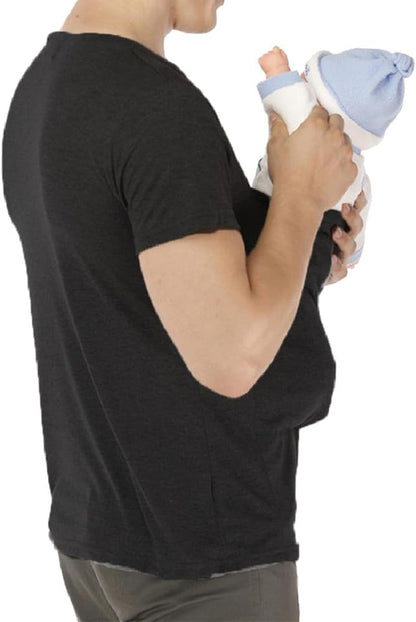 Men Kangaroo Baby Carrier T Shirt | V Neck Short Sleeve Infant Carrying-Baby Carrier-Sasha Sydney