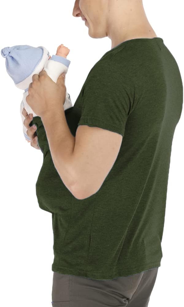 Men Kangaroo Baby Carrier T Shirt | V Neck Short Sleeve Infant Carrying-Baby Carrier-Sasha Sydney