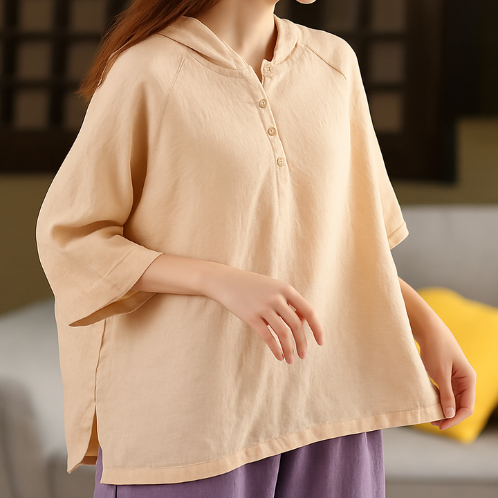 Isla | Women Hooded Linen Blouse | Relaxed Fit