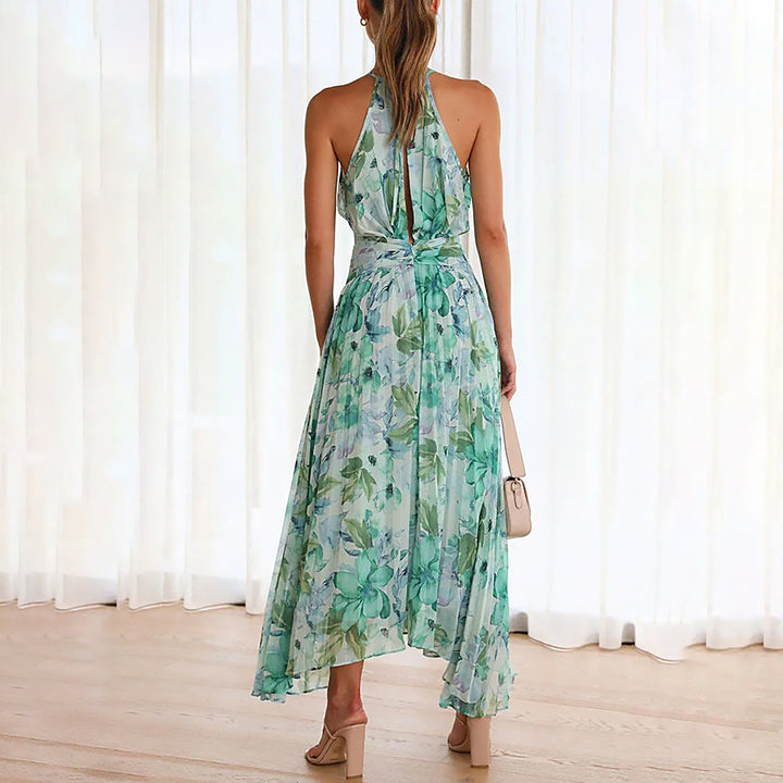 Delilah | Women Pleated Midi Dress | Halter Silhouette