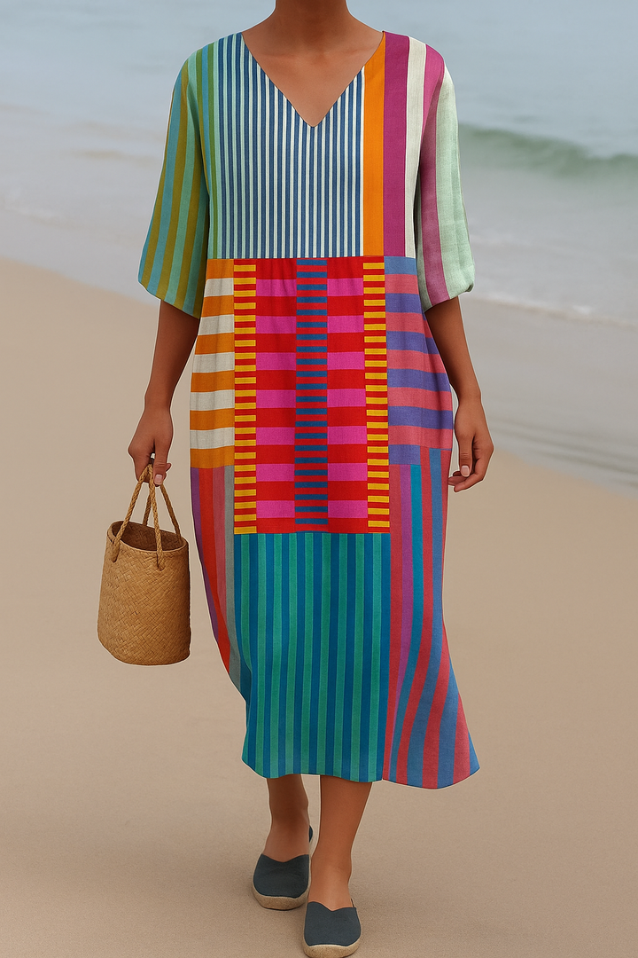 Ellora | Women's Dreamtime Geometry Dress | Artistic & Elegant