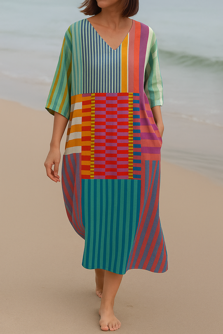 Ellora | Women's Dreamtime Geometry Dress | Artistic & Elegant
