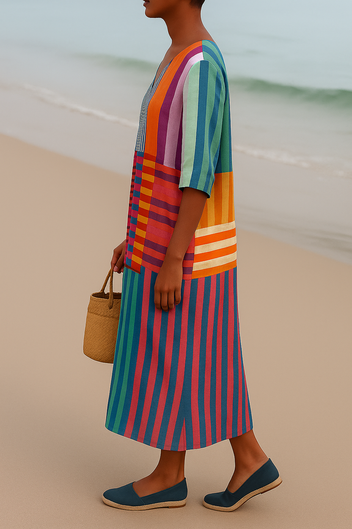 Ellora | Women's Dreamtime Geometry Dress | Artistic & Elegant