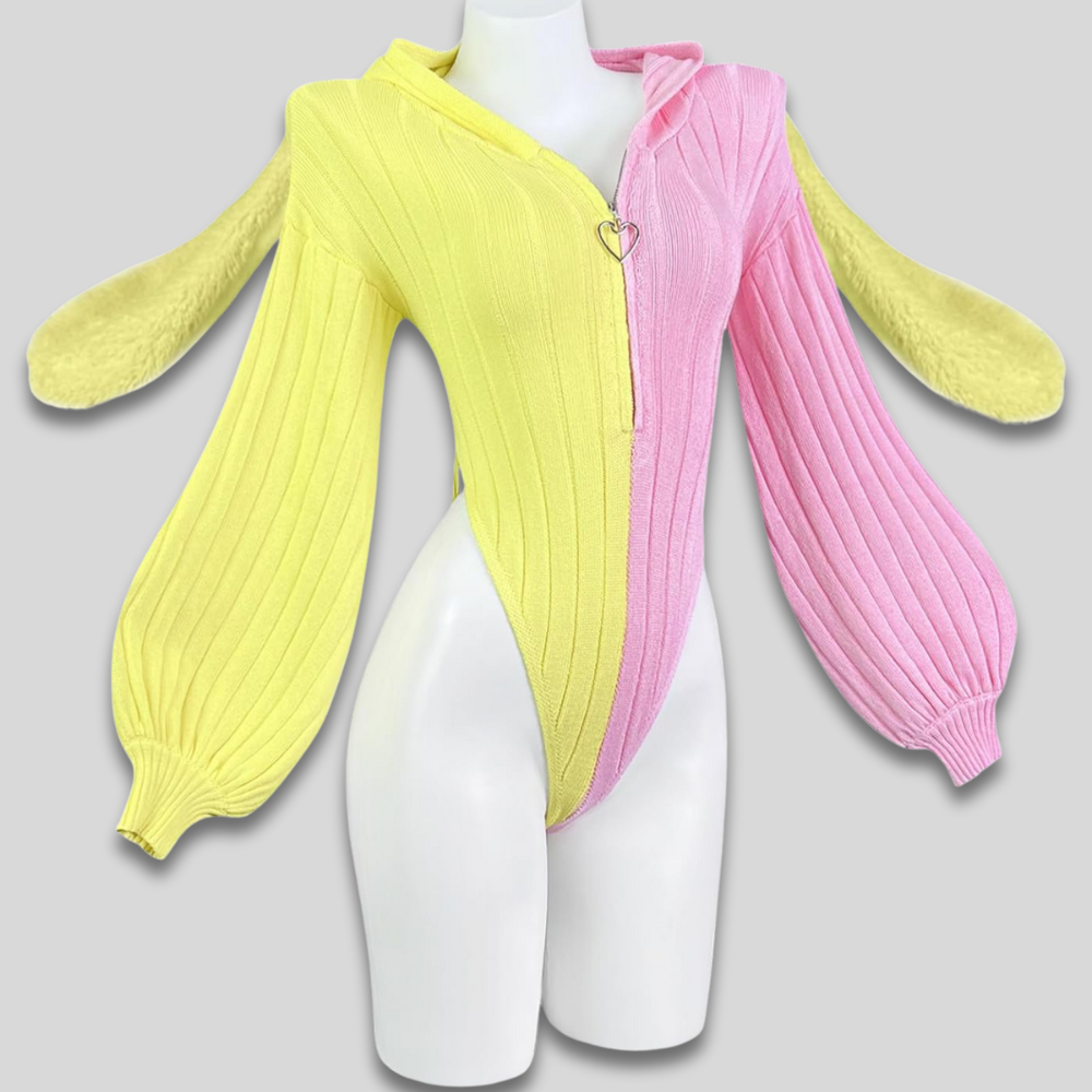 Adult Bunny Costume Bodysuit | Bunny Ear Hoodie-Women Bodysuit-Sasha Sydney