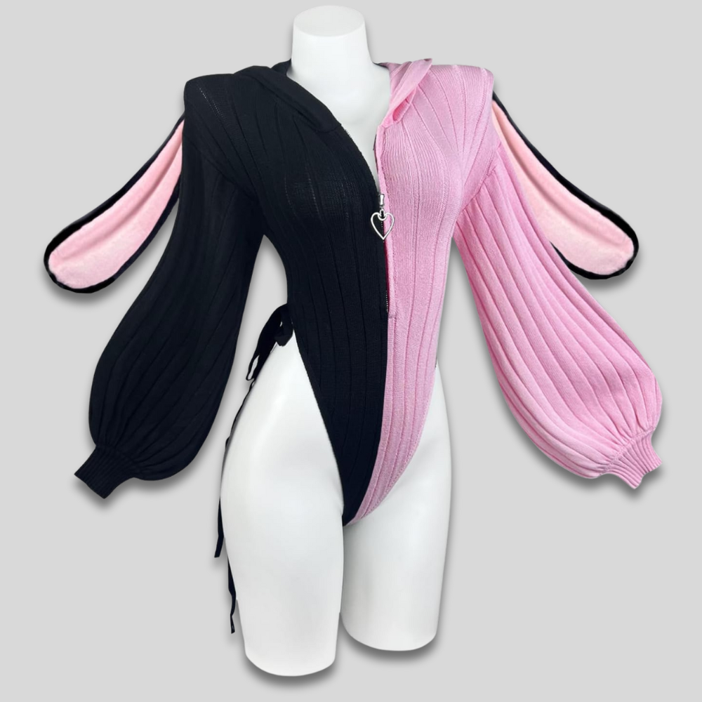 Adult Bunny Costume Bodysuit | Bunny Ear Hoodie-Women Bodysuit-Sasha Sydney