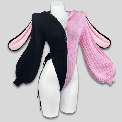 Adult Bunny Costume Bodysuit | Bunny Ear Hoodie-Women Bodysuit-Sasha Sydney