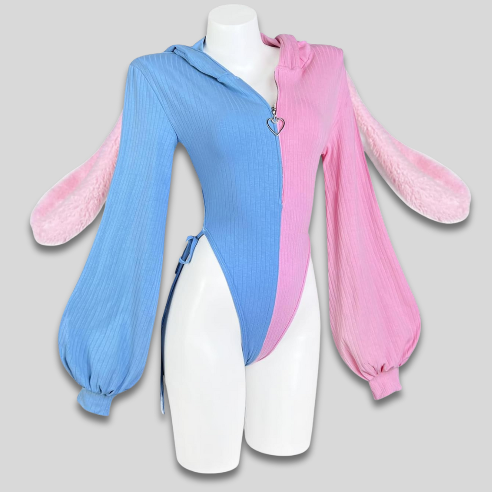 Adult Bunny Costume Bodysuit | Bunny Ear Hoodie-Women Bodysuit-Sasha Sydney