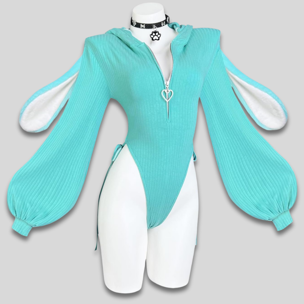 Adult Bunny Costume Bodysuit | Bunny Ear Hoodie-Women Bodysuit-Sasha Sydney