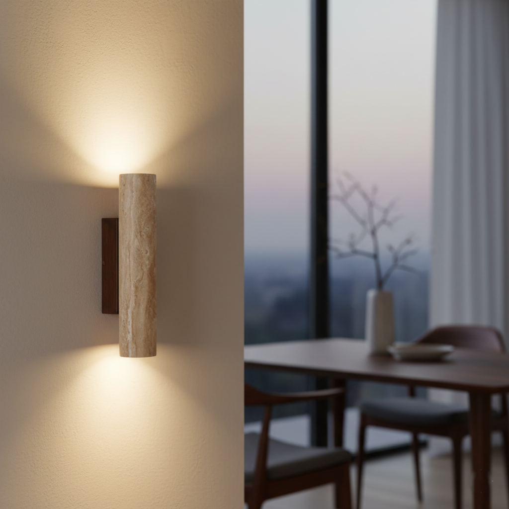 Up Down Wall Light | Japandi Stone Wall Sconce-Wall Lamp-Sasha Sydney