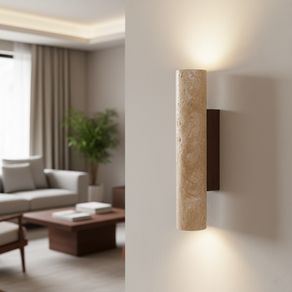 Up Down Wall Light | Japandi Stone Wall Sconce-Wall Lamp-Sasha Sydney