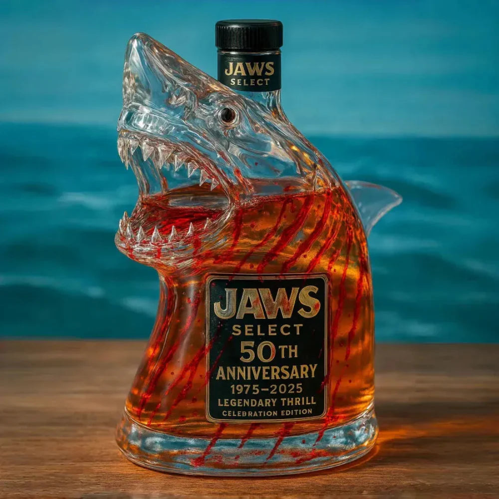 Shark Shaped Glass Decanter | Sculpted Bottle Collectible Bar Display-Whiskey Decanter-Sasha Sydney