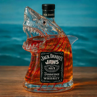 Shark Shaped Glass Decanter | Sculpted Bottle Collectible Bar Display-Whiskey Decanter-Sasha Sydney