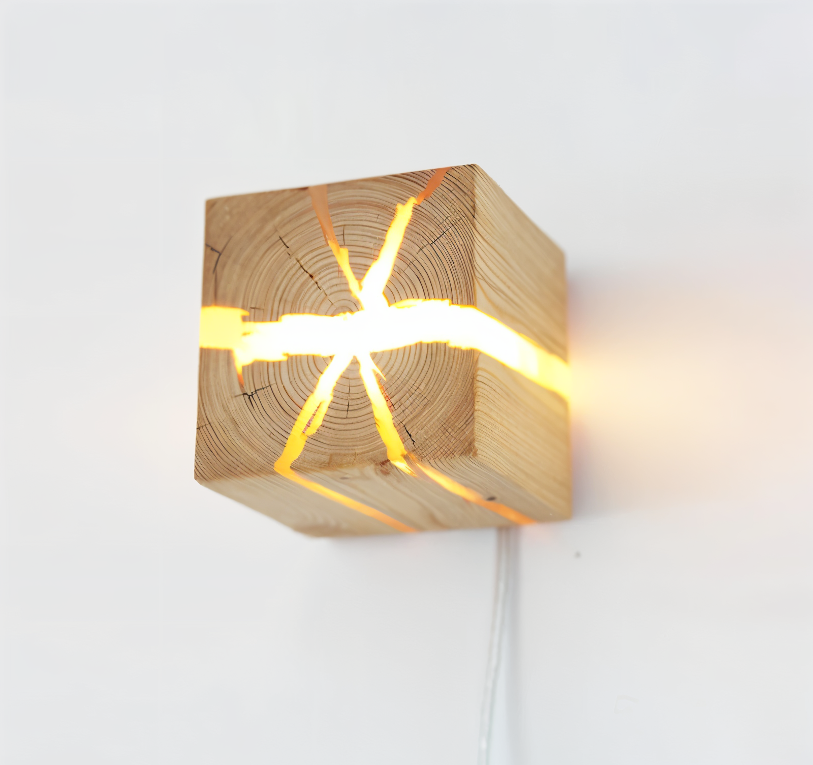 Wooden Wall Light | LED Cube Wall Sconce-Wall Light-Sasha Sydney