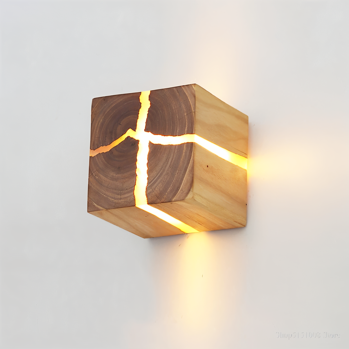 Wooden Wall Light | LED Cube Wall Sconce-Wall Light-Sasha Sydney
