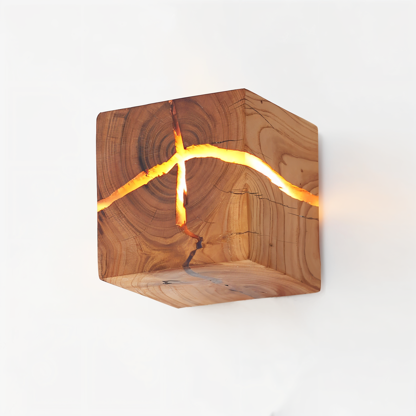 Wooden Wall Light | LED Cube Wall Sconce-Wall Light-Sasha Sydney