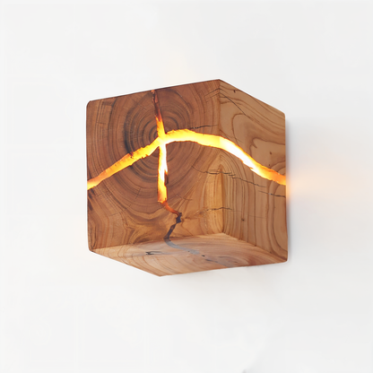 Wooden Wall Light | LED Cube Wall Sconce-Wall Light-Sasha Sydney