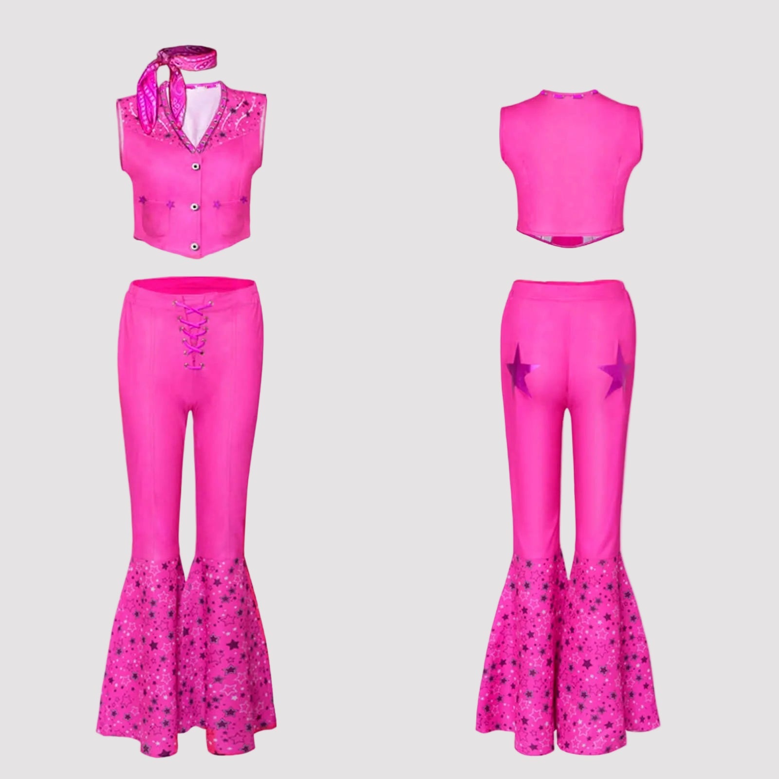 Girls Western Star Print Costume Set | Sleeveless Jumpsuit Stage Events-Costume Set-Sasha Sydney