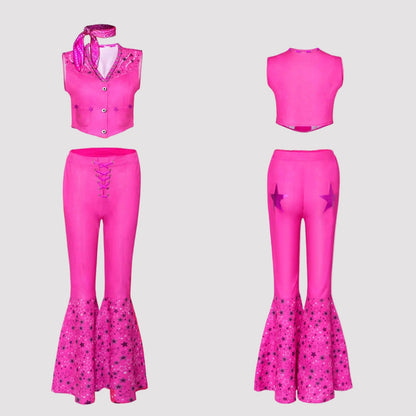 Girls Western Star Print Costume Set | Sleeveless Jumpsuit Stage Events-Costume Set-Sasha Sydney