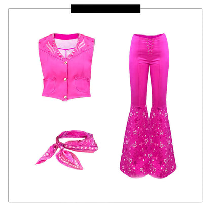 Girls Western Star Print Costume Set | Sleeveless Jumpsuit Stage Events-Costume Set-Sasha Sydney