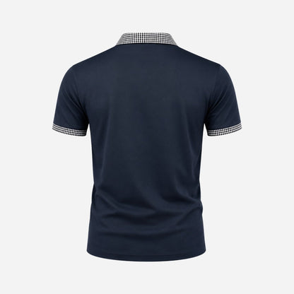 Men's Checked Trim Polo Shirt | Short Sleeve Collared Casual Wear 2