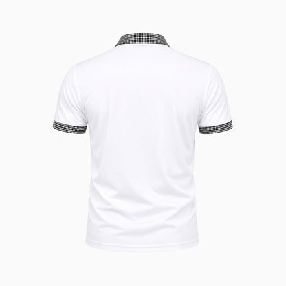 Men's Checked Trim Polo Shirt | Short Sleeve Collared Casual Wear 4