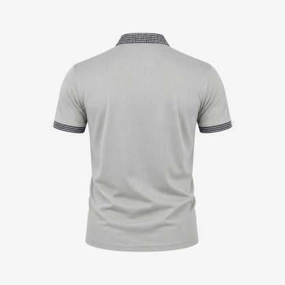 Men's Checked Trim Polo Shirt | Short Sleeve Collared Casual Wear 8