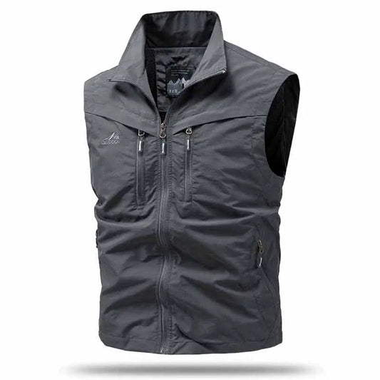 Men's Utility Vest | Multi Pocket Zip Front Sleeveless Outdoor Wear-Heren Bodywarmer-Sasha Sydney
