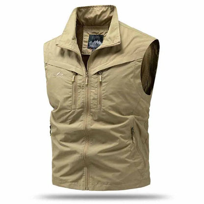 Men's Utility Vest | Multi Pocket Zip Front Sleeveless Outdoor Wear-Heren Bodywarmer-Sasha Sydney