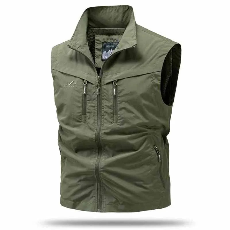 Men's Utility Vest | Multi Pocket Zip Front Sleeveless Outdoor Wear-Heren Bodywarmer-Sasha Sydney