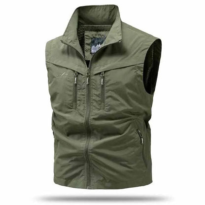 Men's Utility Vest | Multi Pocket Zip Front Sleeveless Outdoor Wear-Heren Bodywarmer-Sasha Sydney