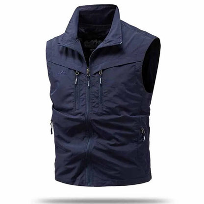 Men's Utility Vest | Multi Pocket Zip Front Sleeveless Outdoor Wear-Heren Bodywarmer-Sasha Sydney