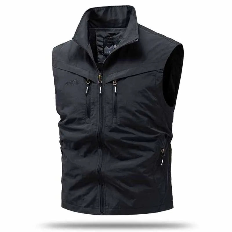 Men's Utility Vest | Multi Pocket Zip Front Sleeveless Outdoor Wear-Heren Bodywarmer-Sasha Sydney