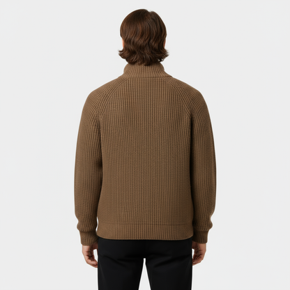 Men's Ribbed Knit Turtleneck Sweater - Full-Zip Jumper for Casual and Smart-Casual Wear - Image 5
