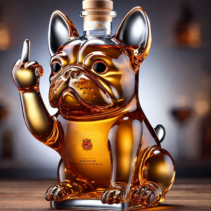 Bulldog Shaped Glass Decanter | Sculpted Bottle Decorative Bar Display-Whiskey Decanter-Sasha Sydney