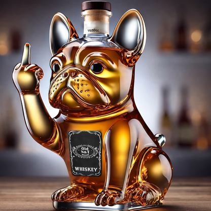 Bulldog Shaped Glass Decanter | Sculpted Bottle Decorative Bar Display-Whiskey Decanter-Sasha Sydney