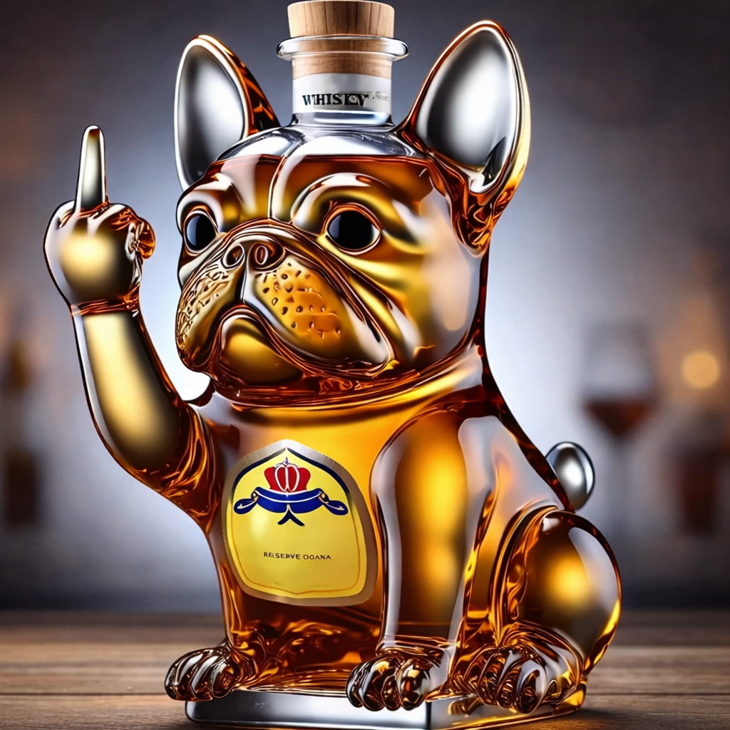 Bulldog Shaped Glass Decanter | Sculpted Bottle Decorative Bar Display-Whiskey Decanter-Sasha Sydney