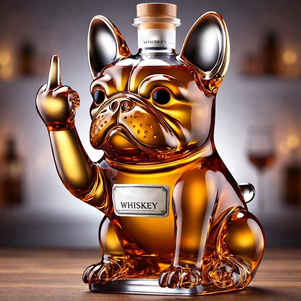 Bulldog Shaped Glass Decanter | Sculpted Bottle Decorative Bar Display-Whiskey Decanter-Sasha Sydney
