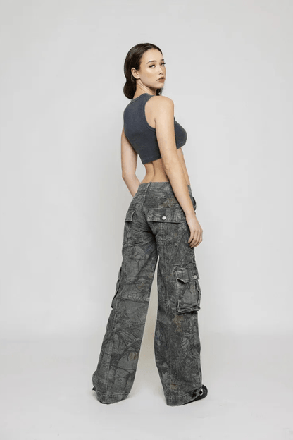 Women's Camouflage Print Trousers | Cargo Pocket Wide Leg Casual Wear 6