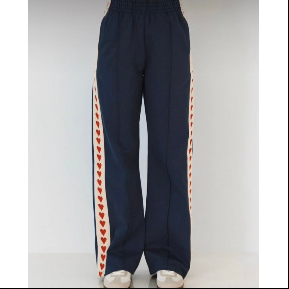 Women's Heart Print Trousers | Wide Leg Streetwear Trousers 1