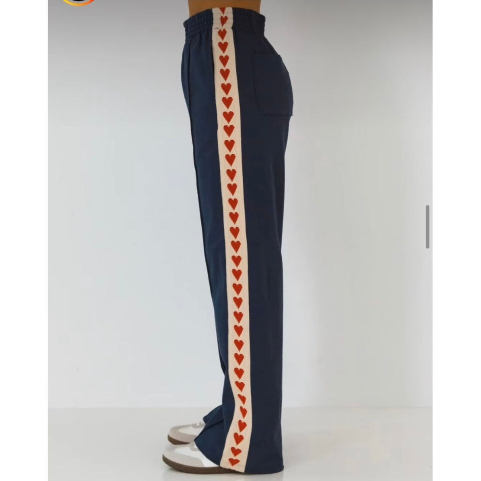 Women's Heart Print Trousers | Wide Leg Streetwear Trousers 2