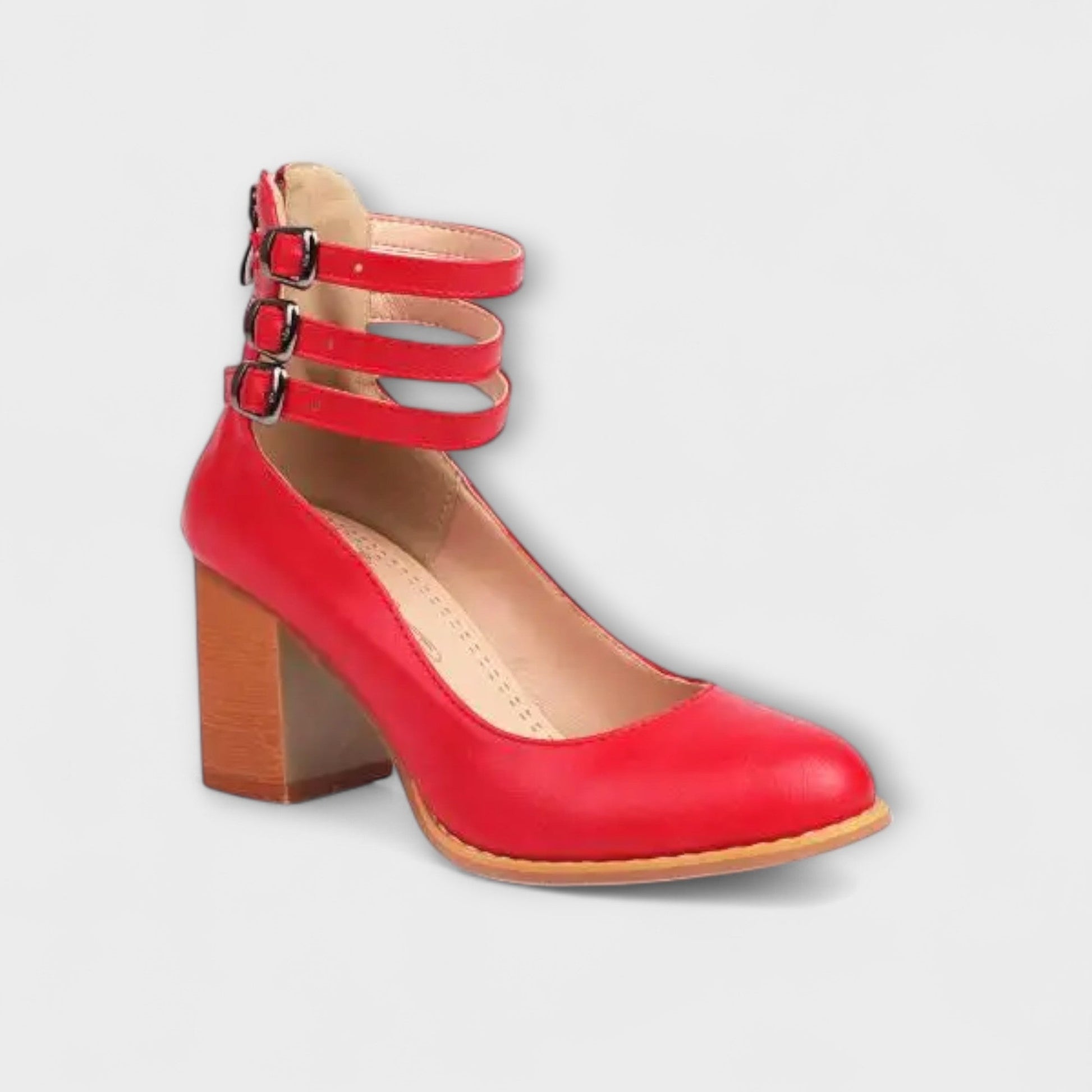 Women's Plain Heels | Buckle Strap Block Heel Casual Wear 2