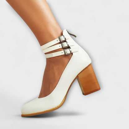 Women's Plain Heels | Buckle Strap Block Heel Casual Wear 5
