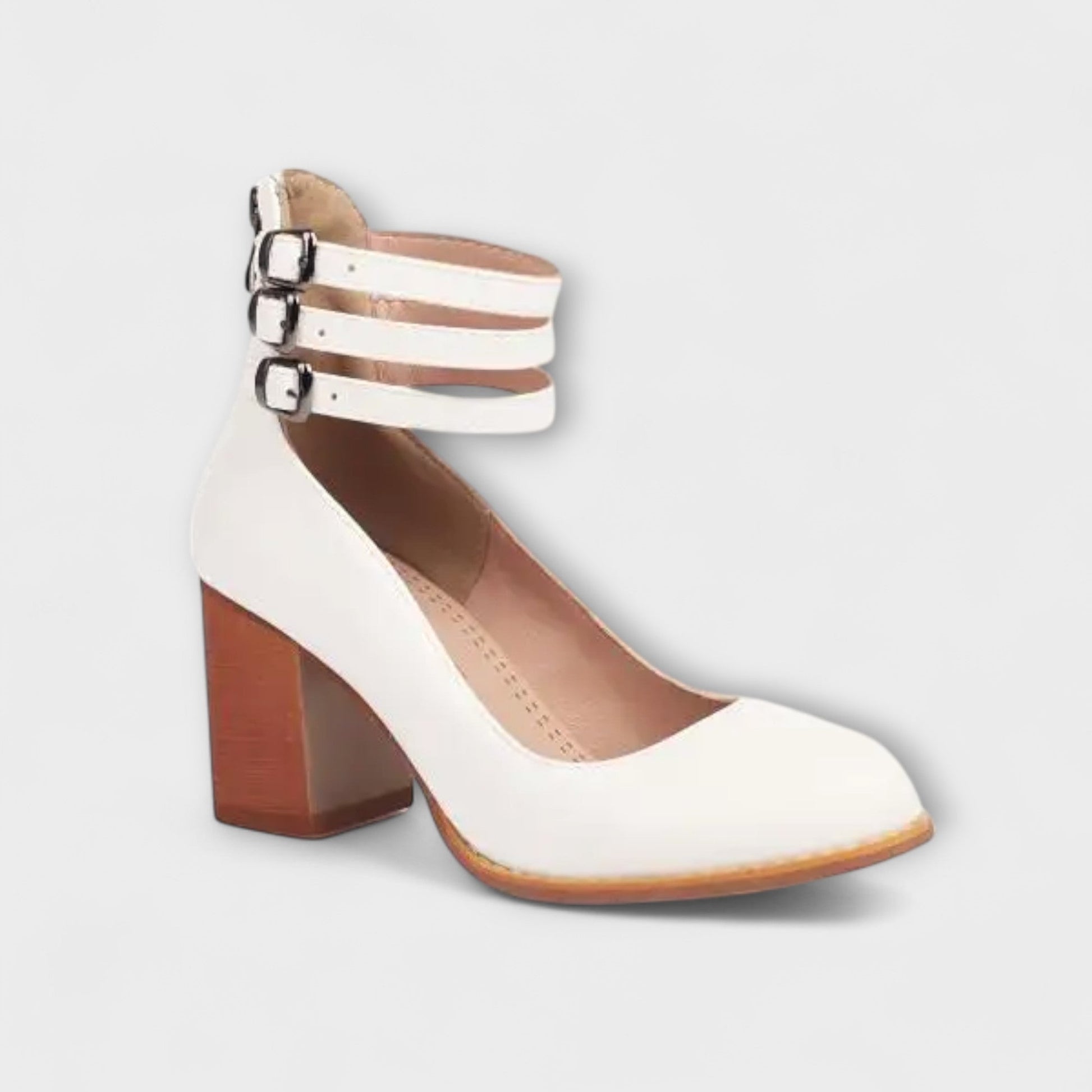 Women's Plain Heels | Buckle Strap Block Heel Casual Wear 6