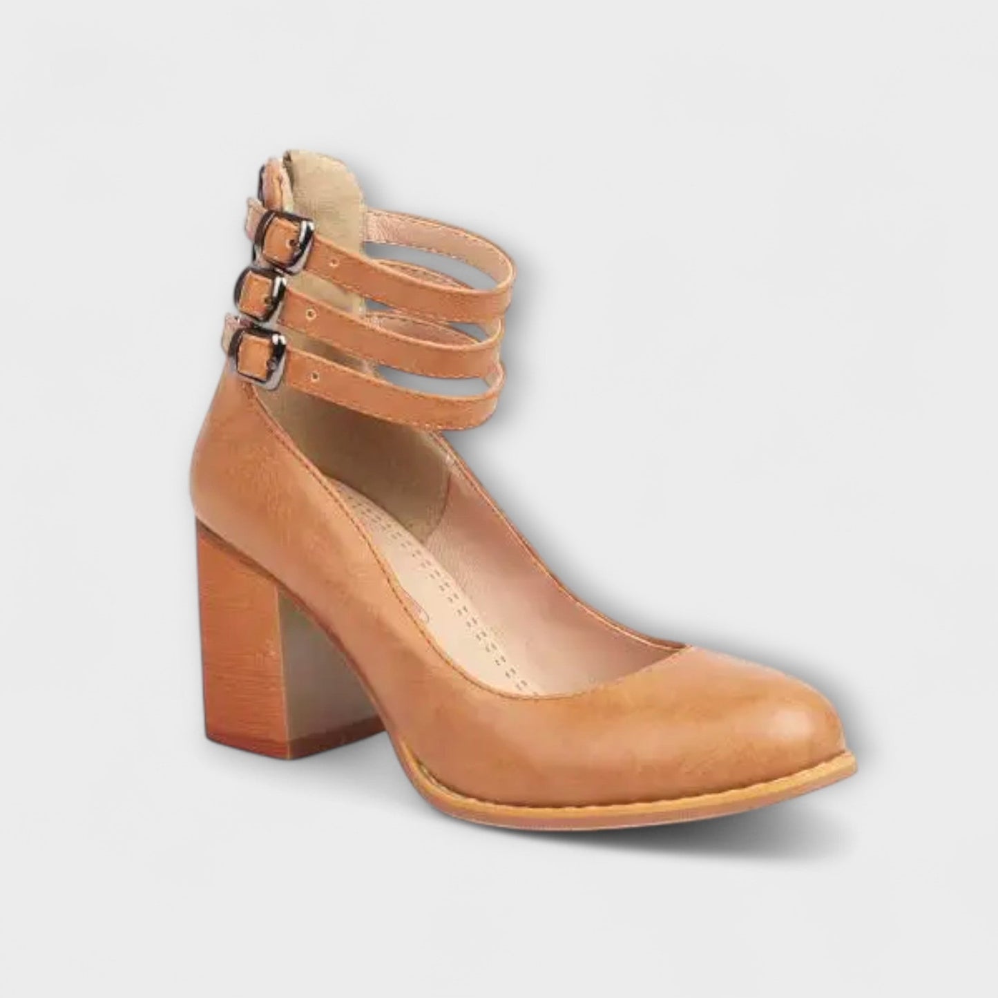 Women's Plain Heels | Buckle Strap Block Heel Casual Wear 8
