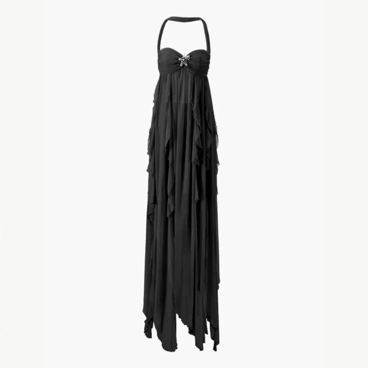 Women's Plain Maxi Dress | Halter Neck Layered Wedding Guest 2
