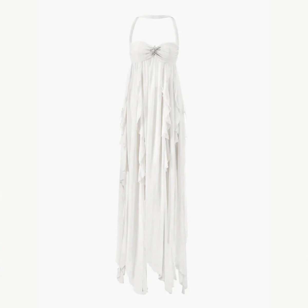 Women's Plain Maxi Dress | Halter Neck Layered Wedding Guest 3