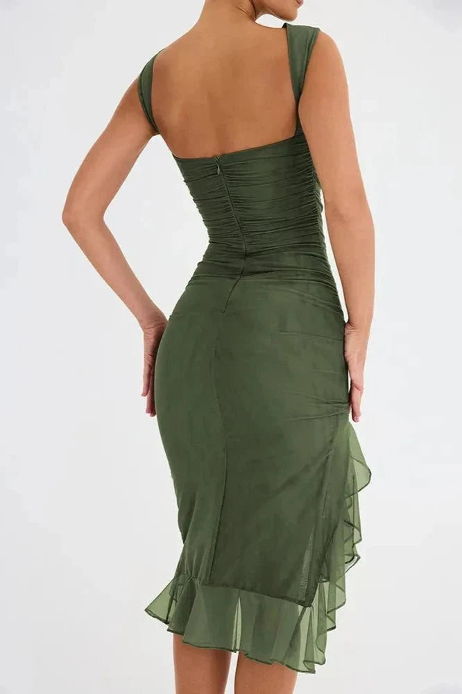 Women's Plain Midi Dress | Sleeveless Ruffle Hem Prom Dress 11