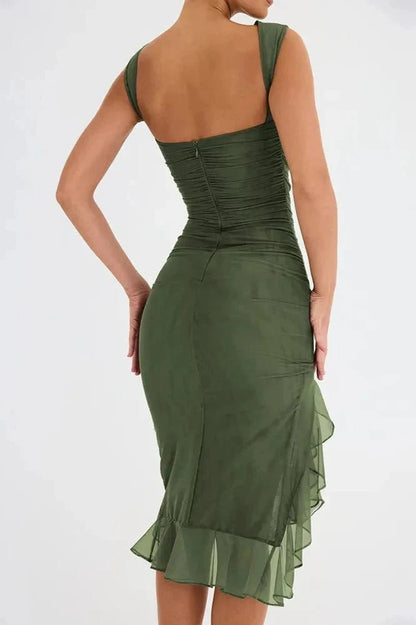 Women's Plain Midi Dress | Sleeveless Ruffle Hem Prom Dress 11